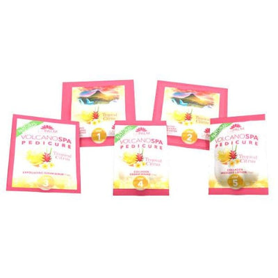Inside of Tropical Citrus 6 Step Pedicure Kit By Volcano Spa