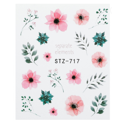 Nail Art Water Decal Flowers - 717