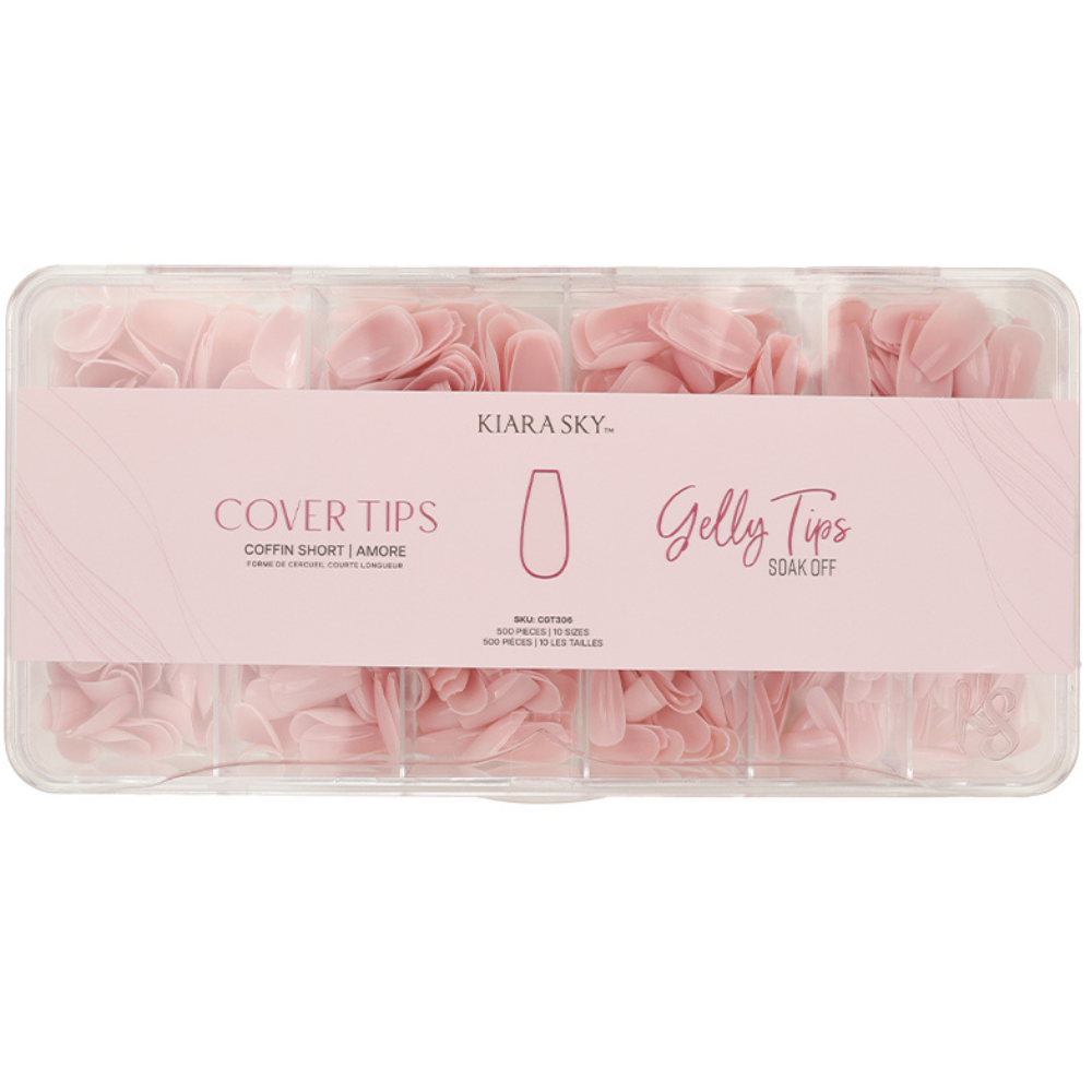 Premade Tip Box of Amore Coffin Short Gelly Cover Tips by Kiara Sky