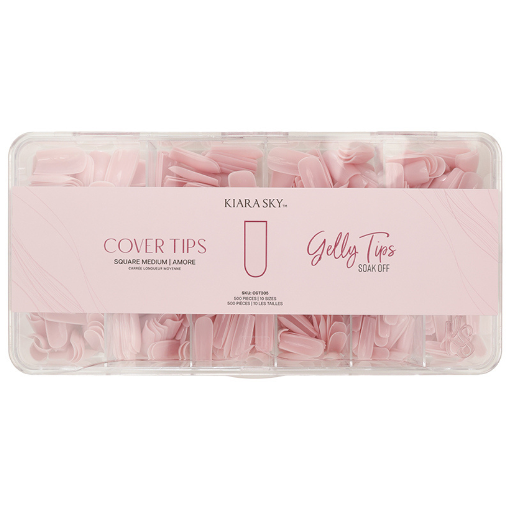 Premade Tip Box of Amore Square Medium Gelly Cover Tips by Kiara Sky