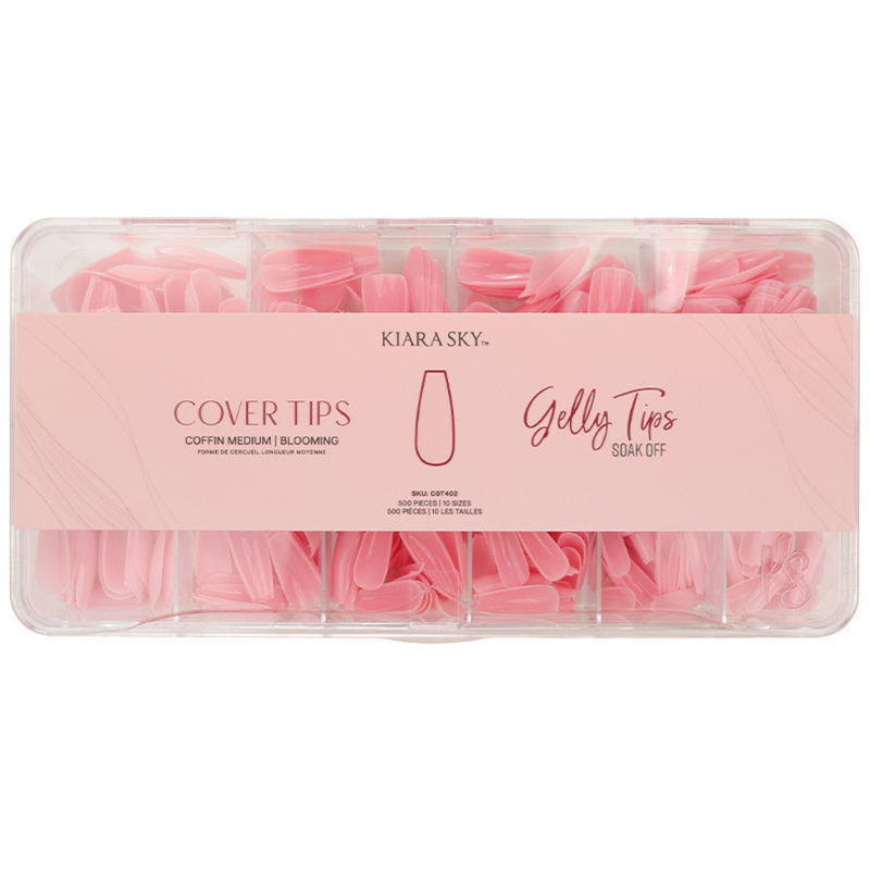 Premade Tip Box of Blooming Coffin Medium Gelly Cover Tips by Kiara Sky