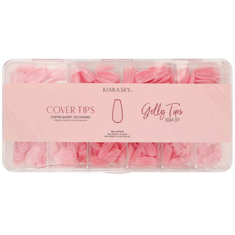 Premade Tip Box of Blooming Coffin Short Gelly Cover Tips by Kiara Sky