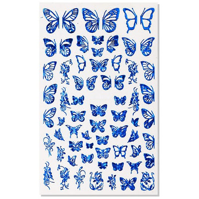 Butterfly Nail Art Decal Sticker - ZY035 Blue