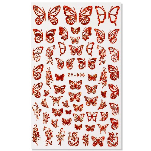 Butterfly Nail Art Decal Sticker - ZY035 Red