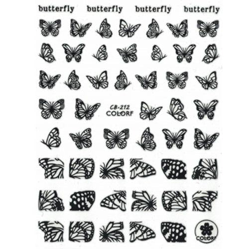 Nail Decal Sticker Butterflies - CB212 Black