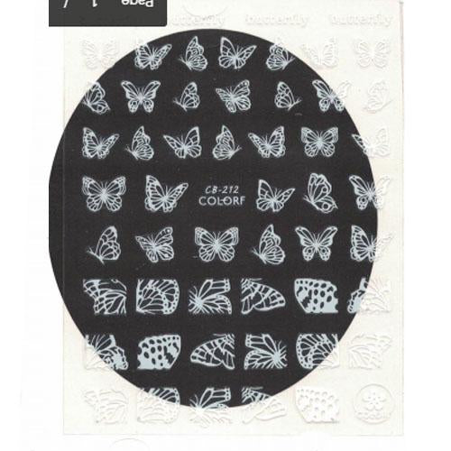 Nail Decal Sticker Butterflies - CB212 White