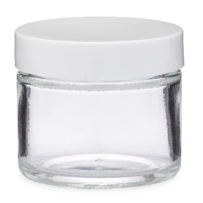 Clear Glass Jar with White Lid Container 2oz