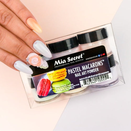 Swatch of Pastel Macarons Acrylic Powder Collection 6pc By Mia Secret