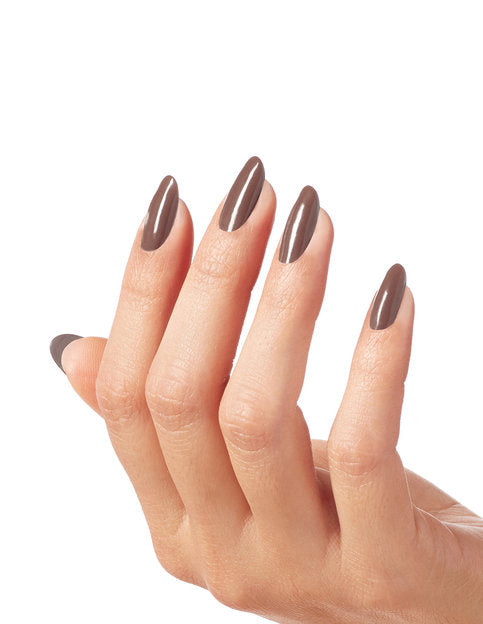 hands wearing LA04 Espresso Your Inner Self Nail Lacquer by OPI