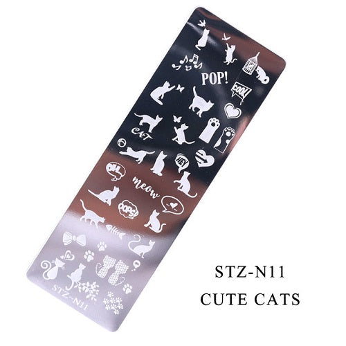 Nail Art Stamper Stencil Plates - 11 Cute Cats