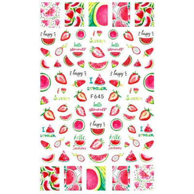 Nail Decal Sticker - F645 Watermelon & Strawberries