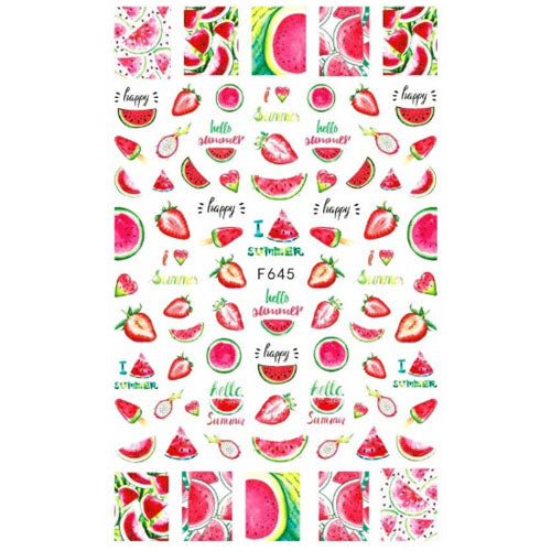 Nail Decal Sticker - F645 Watermelon & Strawberries