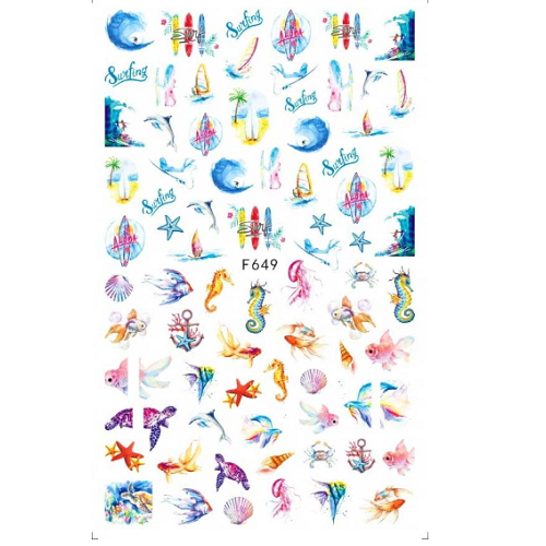 Nail Decal Sticker - F649 Beach & Seashells