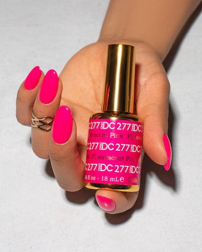 Hands Wearing 277 Fluorescent Pink Duo By DND DC