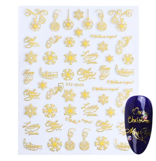 Nail Decal Sticker Christmas - Gold G045