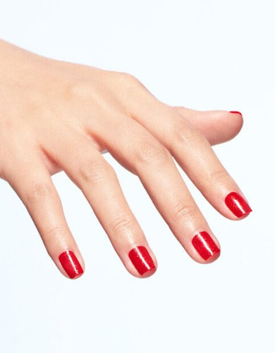 hands wearing S010 Left Your Texts On Red Gel Polish by OPI