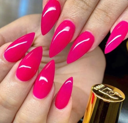 Hands Wearing 005 Neon Pink Duo By DND DC