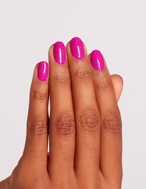 hands wearing BO04 Pink Big Gel Polish by OPI