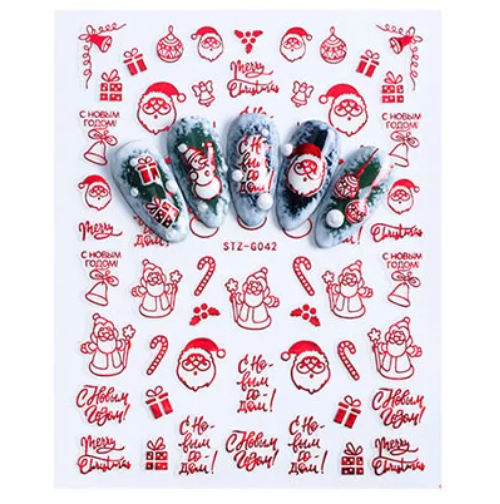 Nail Decal Sticker Christmas - Red G042