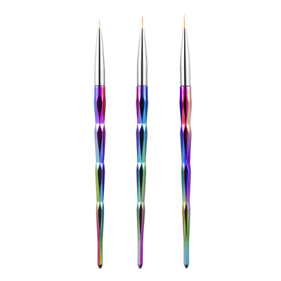 3Pcs Rainbow Nail Art Liner Brushes