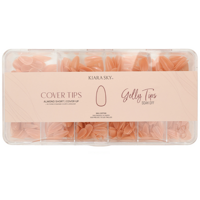 Premade Tips Box of Cover Up Almond Short Gelly Cover Tips by Kiara Sky