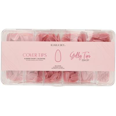 Premade Tip Box of Valentine Almond Short Gelly Cover Tips