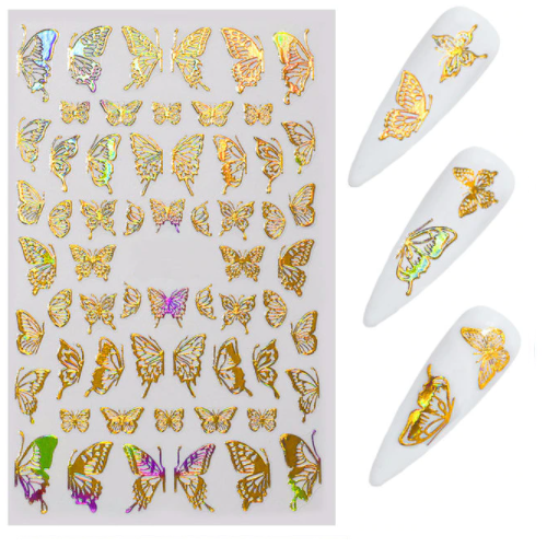 Butterfly Nail Art Decal Sticker - ZY035 Gold